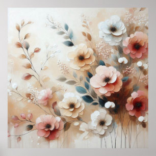 Moderne beige-rosa Blume 41 Poster