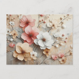 Moderne beige-rosa Blume Postkarte
