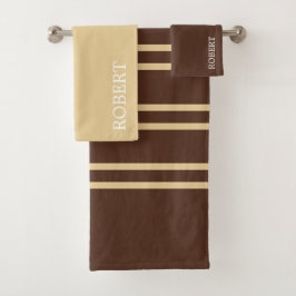 moderne Beige- und Braunstreifen-Muster mit indivi Badhandtuch Set