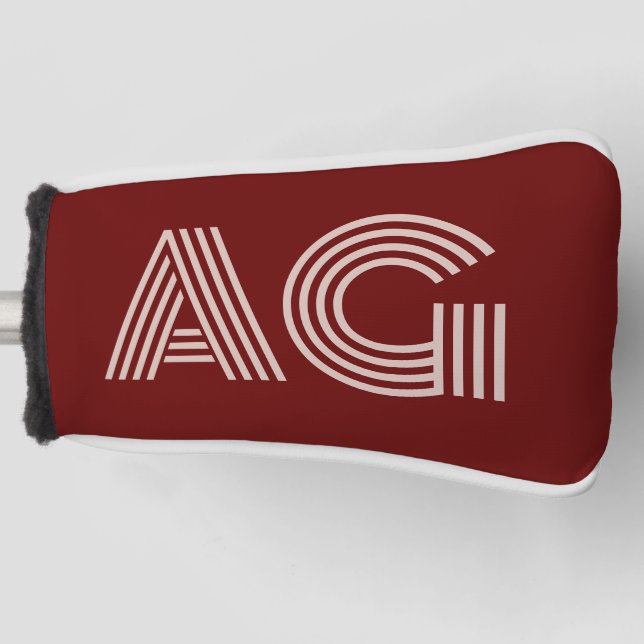 Moderne Beige- und Weinmonogramm Golf Headcover (Vorderseite)
