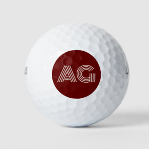 Moderne Beige- und Weinmonogramm Golfball