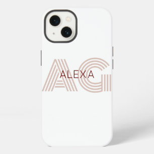 Moderne Beige- und Weinmonogramm iPhone Hülle