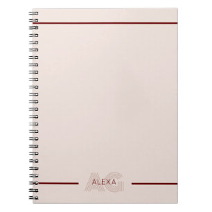 Moderne Beige- und Weinmonogramm Notizblock