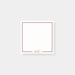Moderne Beige- und Weinmonogramm Post-it Klebezettel