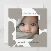 Moderne Beige Watercolor Baby-Ankündigung