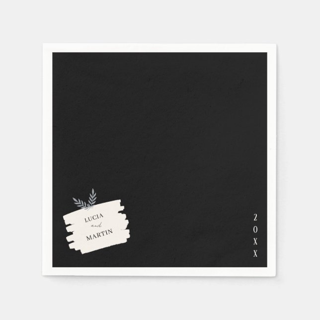 Moderne Beispiel-Blätter beängstigend Schwarze Hoc Serviette (Vorderseite)