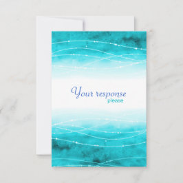 Moderne, bemalte Aqua-Sea-Hochzeitkarten RSVP Karte