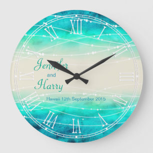 Moderne bemalte Funkelmeere Hochzeitsuhr Große Wanduhr