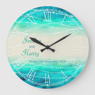 Moderne bemalte Funkelmeere Hochzeitsuhr Große Wanduhr