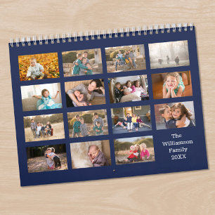 Moderne benutzerdefinierte 15-Monats-Navy-Blue-Fot Kalender