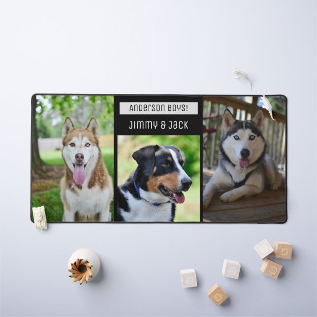 Moderne, benutzerdefinierte Drei-Hunde-Foto-Schrei Schreibtischunterlage (Kindertisch)