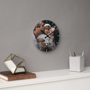 Moderne benutzerdefinierte Familien-Baby-Foto-Herz Runde Wanduhr