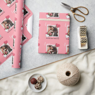 Moderne benutzerdefinierte Foto- und Liebe-Meldung Geschenkpapier