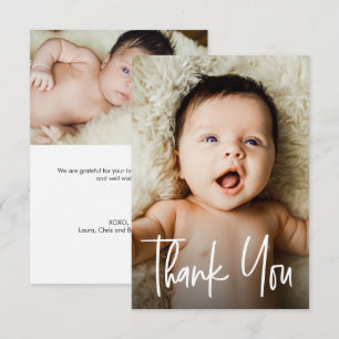 Moderne benutzerdefinierte Fotos Kleine Notiz Baby Dankeskarte