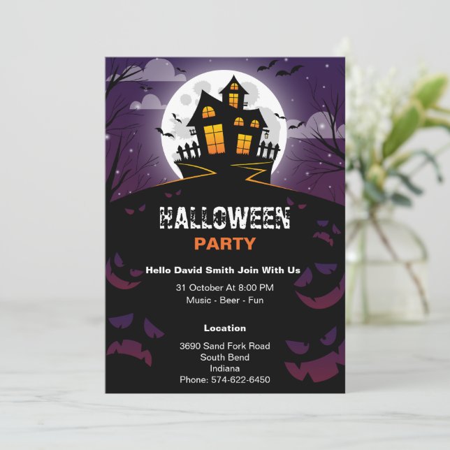 Moderne, benutzerdefinierte Halloween-Einladungska Einladung (Stehend Vorderseite)