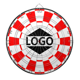 Moderne benutzerdefinierte Logo-Grafik auf Rot und Dartscheibe