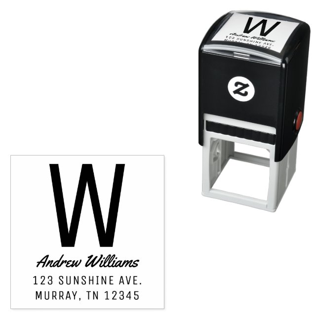 Moderne, benutzerdefinierte Monogramm-Adressenselb Permastempel (Beispiel)