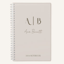 Moderne, benutzerdefinierte Monogramm-Initialen Na Notizbuch
