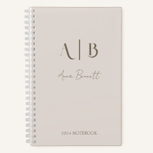 Moderne, benutzerdefinierte Monogramm-Initialen Na Notizbuch