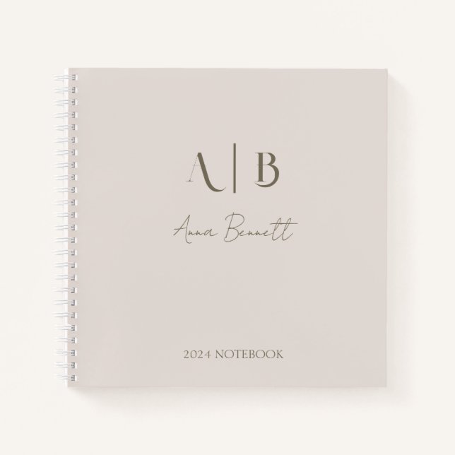 Moderne, benutzerdefinierte Monogramm-Initialen Na Notizbuch (Vorderseite)