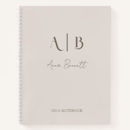 Moderne, benutzerdefinierte Monogramm-Initialen Na Notizbuch