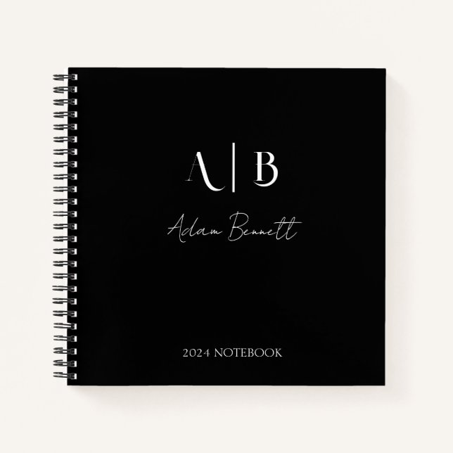 Moderne benutzerdefinierte Monogramm-Initialen Nam Notizbuch (Vorderseite)