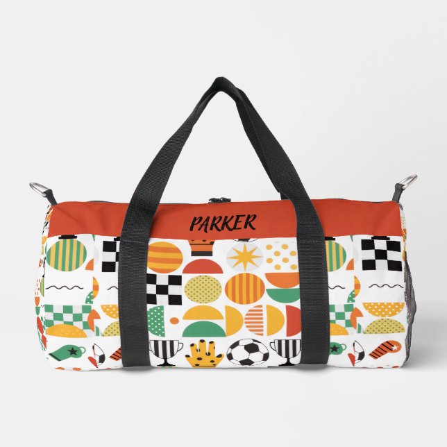 Moderne benutzerdefinierte Name Fußball-Muster Duffle Bag (Vorderseite)