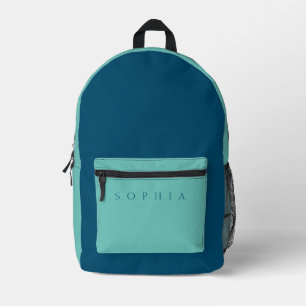 Moderne benutzerdefinierte Namen Türkis und Blau Bedruckter Rucksack