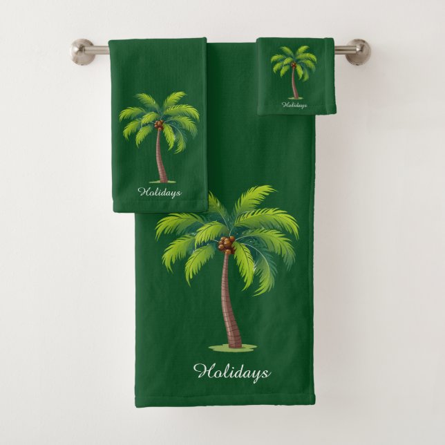 Moderne, benutzerdefinierte Palm-Tree & Skript auf Badhandtuch Set (Insitu)