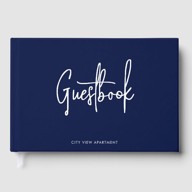 Moderne, benutzerdefinierte Skriptfarbe Minimalist Gästebuch (Vorderseite)