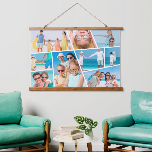 Moderne, benutzerfreundliche 9 Bilder Collage Foto Wandteppich Mit Holzrahmen (Wohnzimmer)