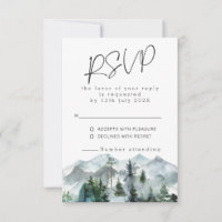 Moderne Berge Wilderness Wedding RSVP