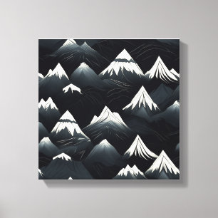 Moderne Bergspitzen Schwarz-Weiß Leinwanddruck