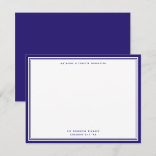 Moderne Berry Blue Border Name & Address Note Card Mitteilungskarte