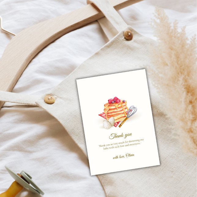 Moderne Berry Pancake Egg Whisk Brunch Babydusche Dankeskarte (Modern Berry Pancake Egg Whisk Brunch Baby Shower Thank You Card)