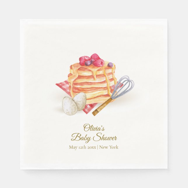 Moderne Berry Pancake Egg Whisk Brunch Babydusche Serviette (Vorderseite)