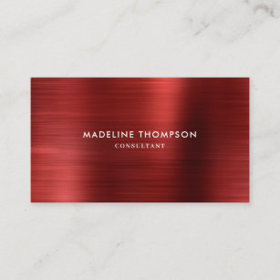 Moderne Beruflich gebürstete Metallic Ruby Red Visitenkarte