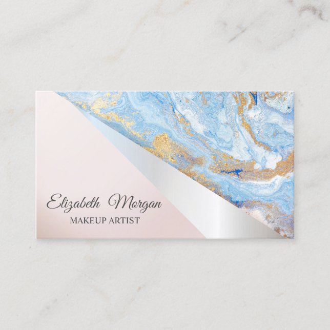 Moderne Beruflich Geometrie, Rose aus Marmor Gold Visitenkarte (Vorderseite)