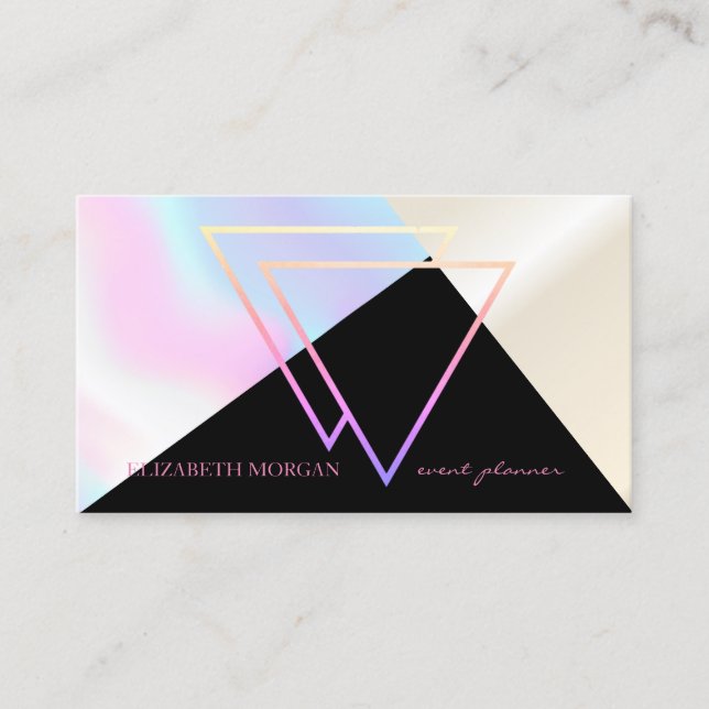 Moderne Beruflich geometrische Holografie Visitenkarte (Vorderseite)
