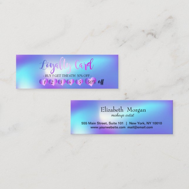Moderne Beruflich Hearts Ombre Holographic Treuekarte (Vorne/Hinten)