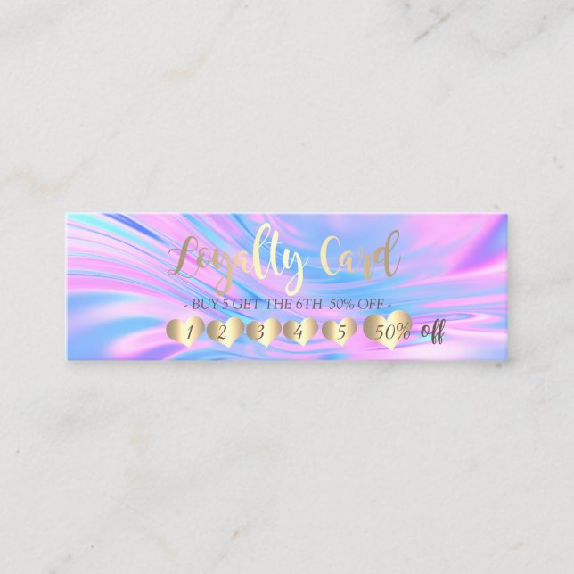 Moderne Beruflich Hearts Opal Holographic Treuekarte (Vorderseite)