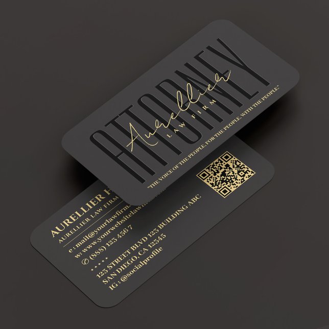 Moderne Berufliche Anwaltskanzlei Black Visitenkarte (Modern Professional Attorney Law Firm Black Business Card
)