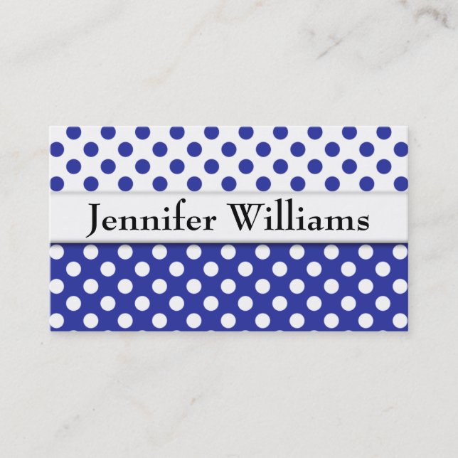 Moderne Berufliche Blue Polka Dot Business Card Visitenkarte (Vorderseite)