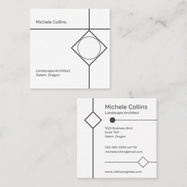 Moderne Berufliche Elegance Business Card Quadratische Visitenkarte (Vorne/Hinten)