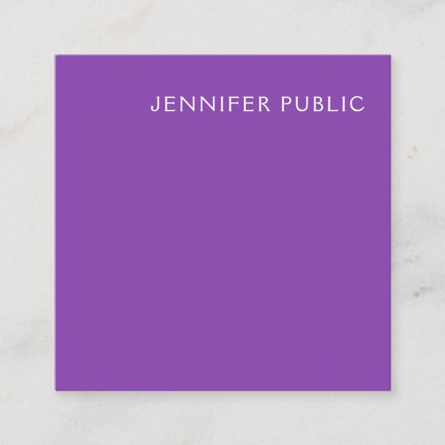 Moderne, Berufliche, elegante Violet-Vorlage Trend Quadratische Visitenkarte (Vorderseite)