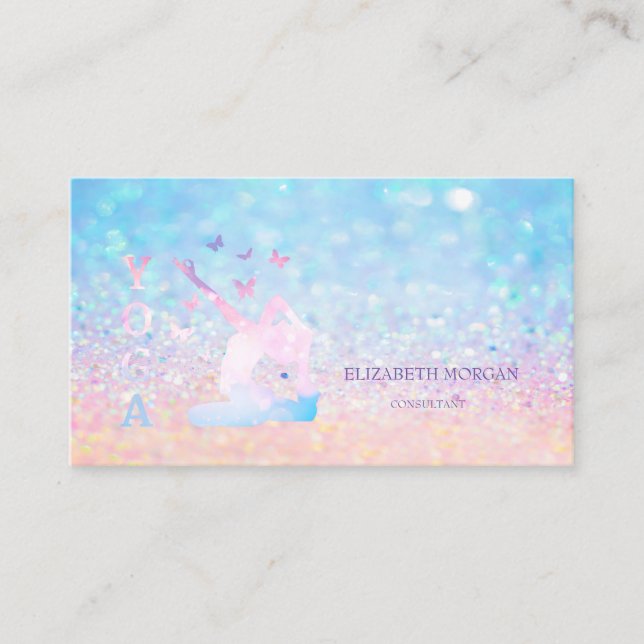 Moderne Berufliche Frauen Bokeh Ombre Yoga Visitenkarte (Vorderseite)