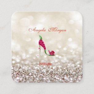 Moderne Berufliche Glitterie Bokeh ,Blume Heels Quadratische Visitenkarte