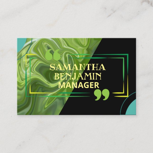 Moderne Berufliche Green Trendy Business Card Visitenkarte (Vorderseite)