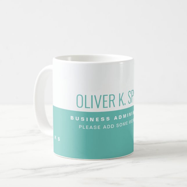 Moderne Berufliche halb Aquamarine Halbweiß Kaffeetasse (Vorderseite Links)