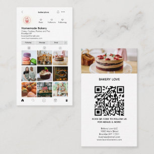 Moderne Berufliche Instagram Foto QR Code Bäckerei Visitenkarte